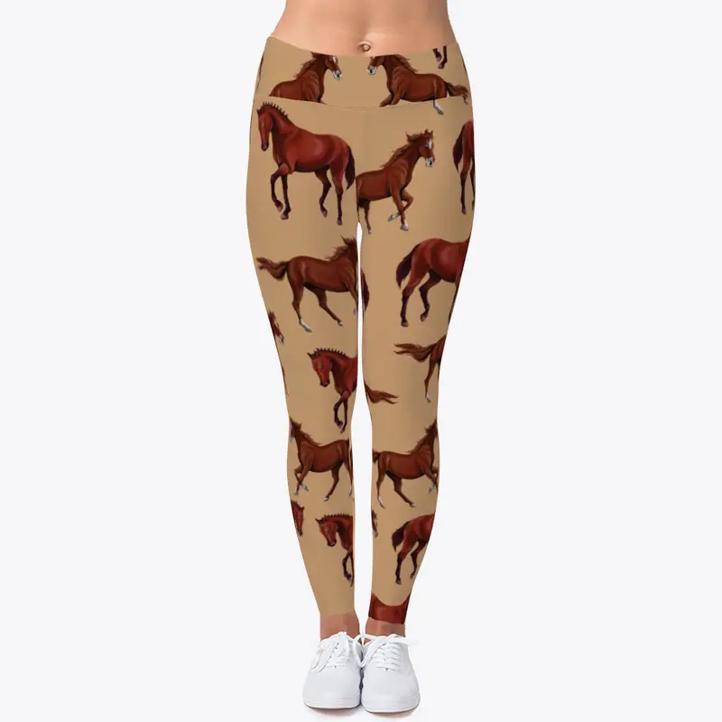 Brown Horse Print Pattern leggings